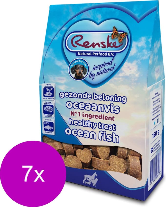 7x Renske Gezonde Beloning Hartjes Vis 150 gr