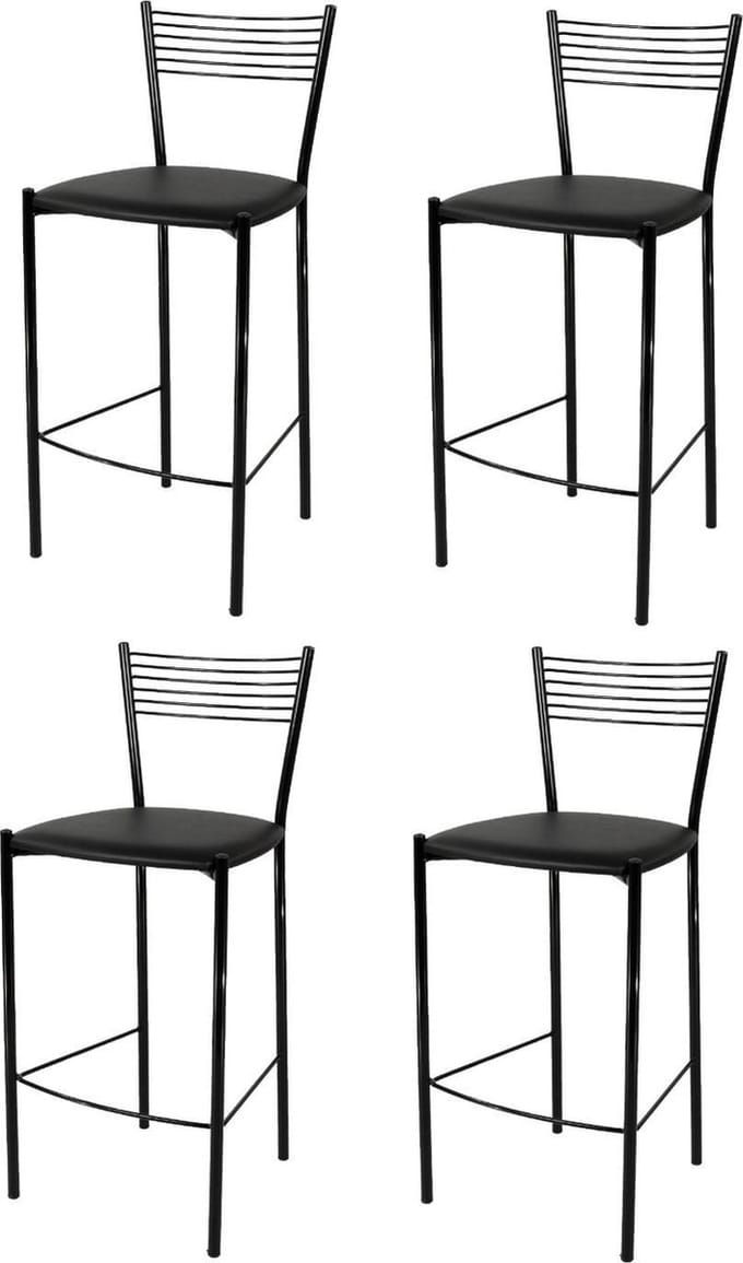 Tommychairs Elegance - Eetkamerstoelen - Set van 4 - Zwart - Kunstleer & Metaal