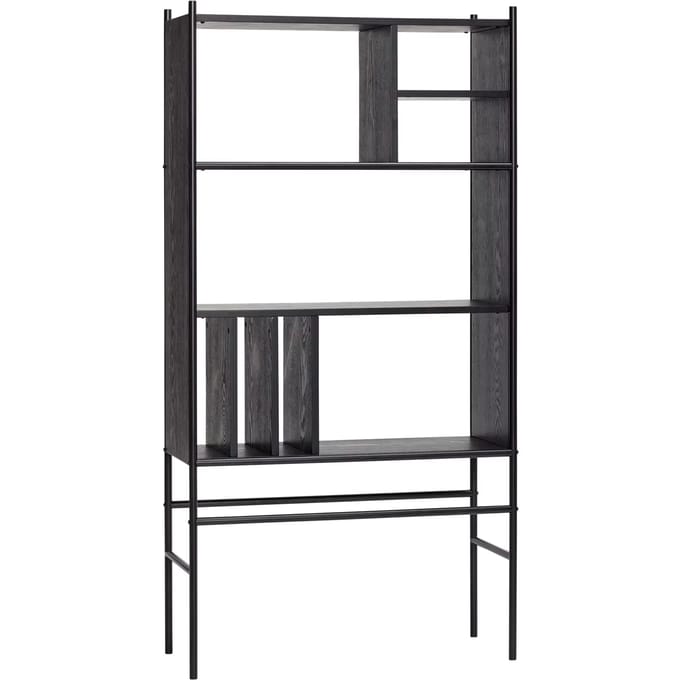 HÜBSCH INTERIOR - Kast DIVIDE zwart, met drie schappen - 79x32xh160cm