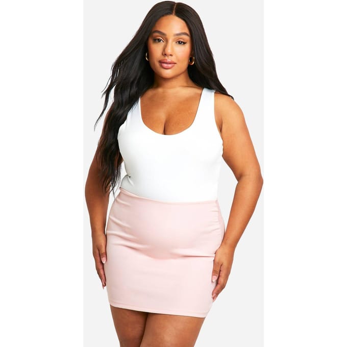 boohoo Dames Plus geweven Micro Mini Rok | Baby Roze | Maat: 48