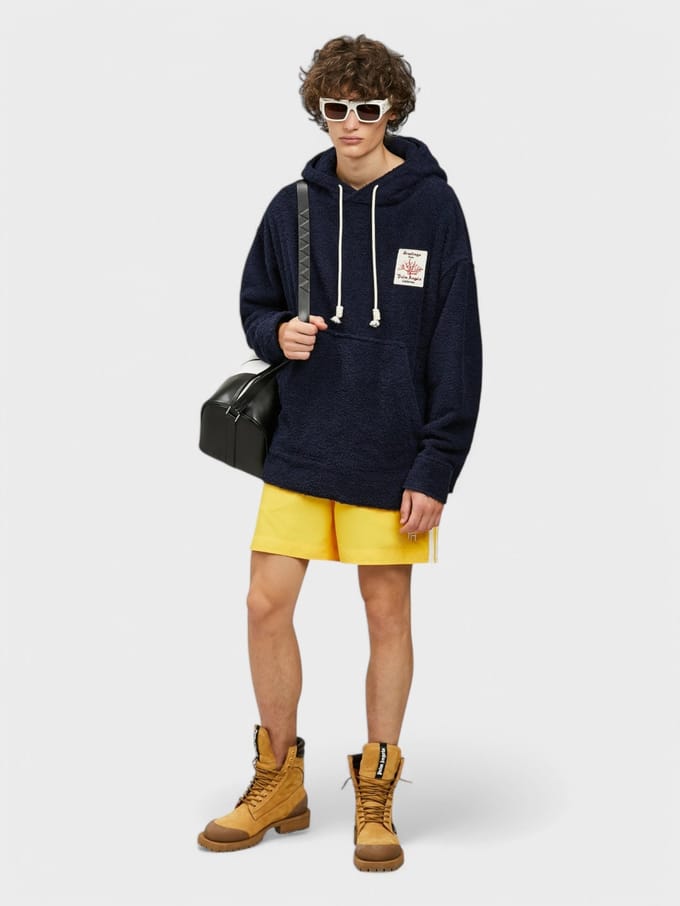 Palm Angels Coral Terry Hoodie Marineblauw