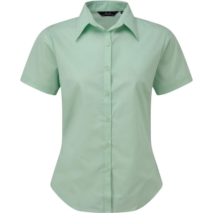 Premier Popeline blouse met korte mouwen / Gewoon werkoverhemd (Aqua)
