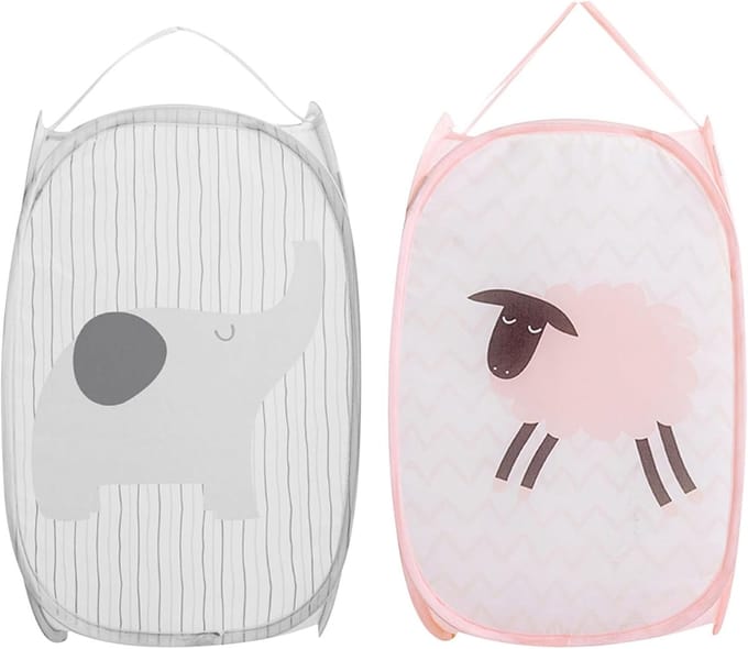 Pop-up wasmand, gaas, 30 x 30 x 50 cm, wasmand waskorven met handgrepen, stoffen mand, statiegeldflessen, collectie