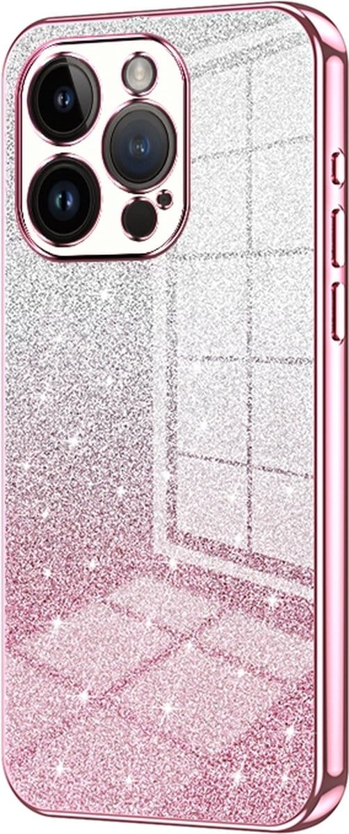 iPhone 14 PLUS Hoesje - Siliconen Glitter Case Back Cover - Magsafe Compatible - Roze - Provium