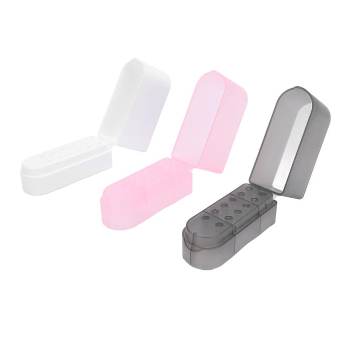 3 stuks Nagelfrees Bit Houder Stofbestendig 12 Gaten Nagelfrees Bits Organizer Semi-Transparant white