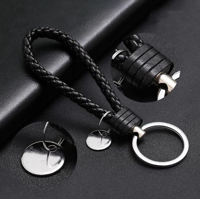 Go Go Gadget - "***Leer-Design-Stoer-Zwarte Sleutelhanger van Heble®***"