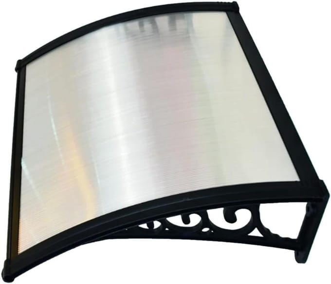 Modulaire Luifel - Regenkap Deur - Bescherming Buiten - Polycarbonaat Constructie - 120 x 100 cm - Zwart