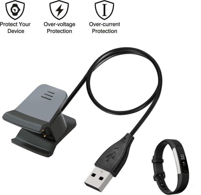 DrPhone USB Oplaadkabel – Voor Fitbit Alta HR – 1 Meter – Bescherming tegen Overbelasting – USB Adapter & Lader