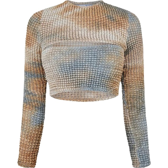 Off White Dames/Dames Tie Dye Cut Out Crop Top (Beige)