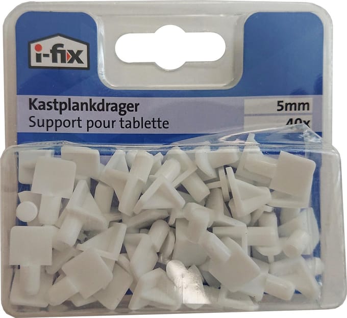 Kastplankdrager Haaks - Kunststof Wit - 5 Mm - 40 Stuks
