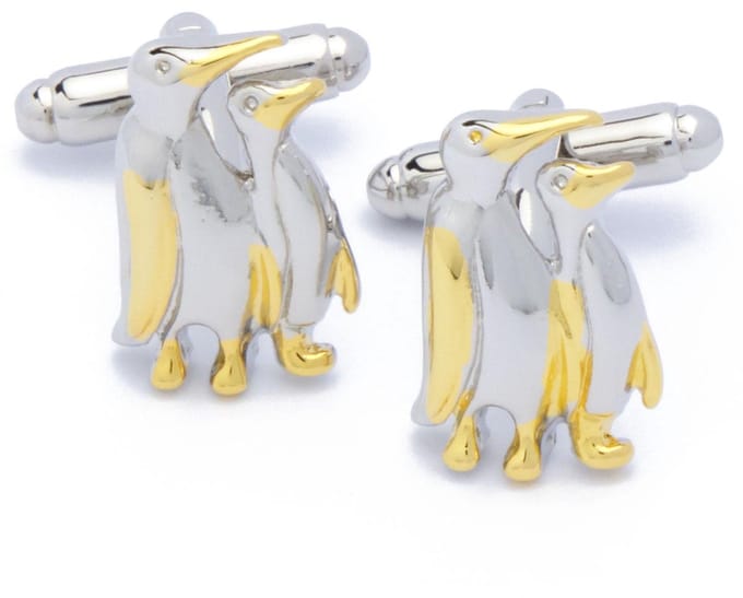 Manchetknopen - Penguin Paartje Goud en Zilver