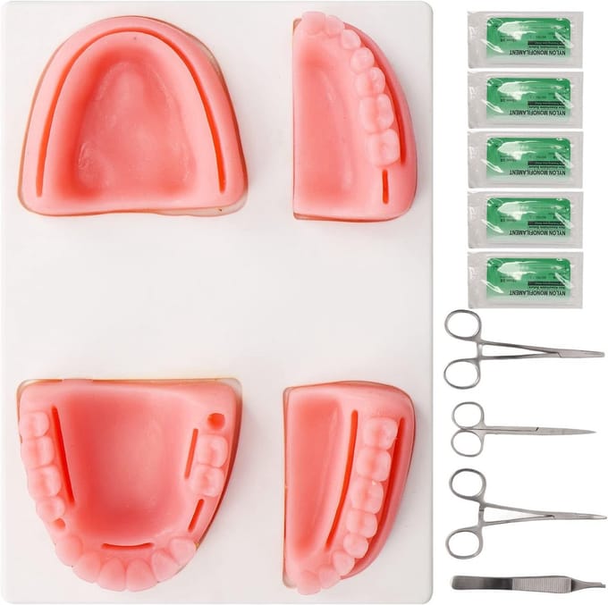 Seam Training Set - Dental Seam Exercise Set - Silicone Model - Pliers - Tweezers - Thread - Mondzorg Training Set