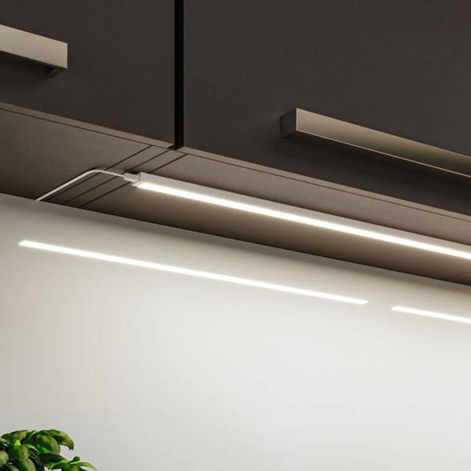 LED-onderkastverlichting Inline Uitbreidingsset 3000K dimbaar 2x4W 350x26 mm 2x350lm 24V Wit mat