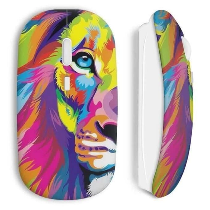 Souris sans Fil lion colorful