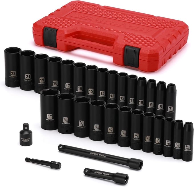 3/8" Dopsleutelset 31-delig Diep SAE & Metrisch - Chroom-Vanadium