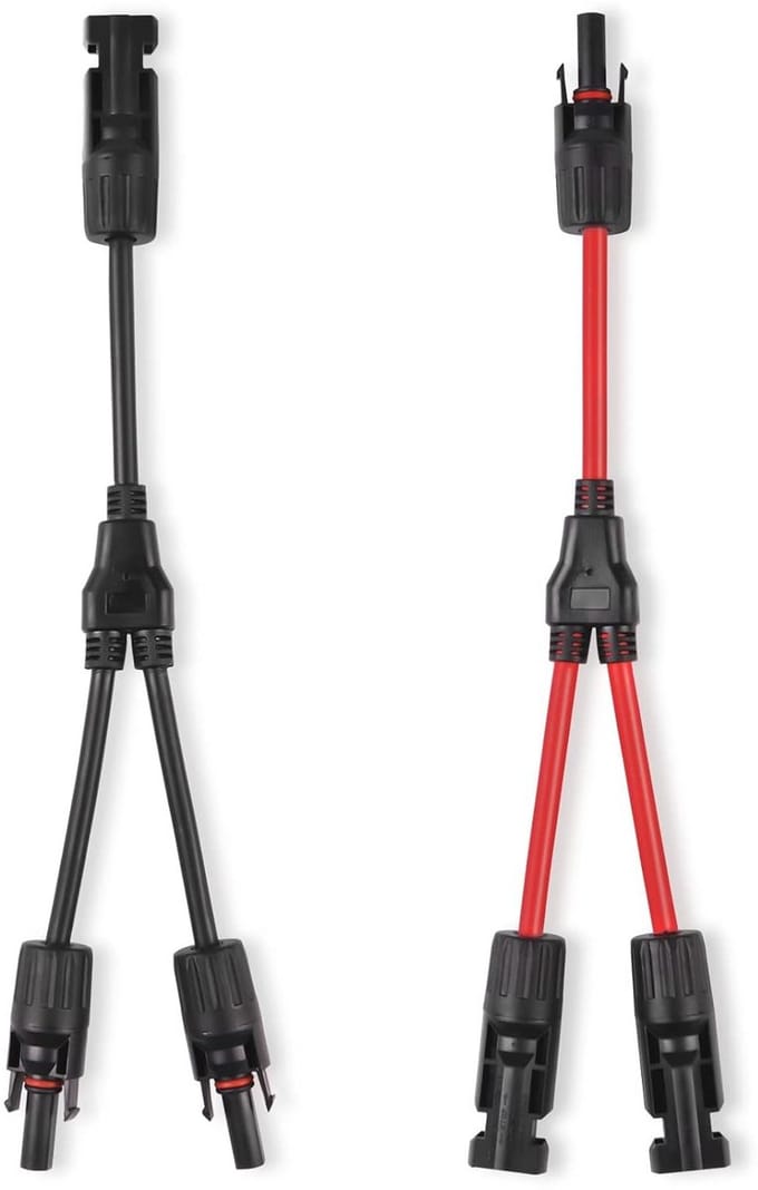 Waterdichte zonnepaneelaansluiting met splitter – 1 paar 6 mm²