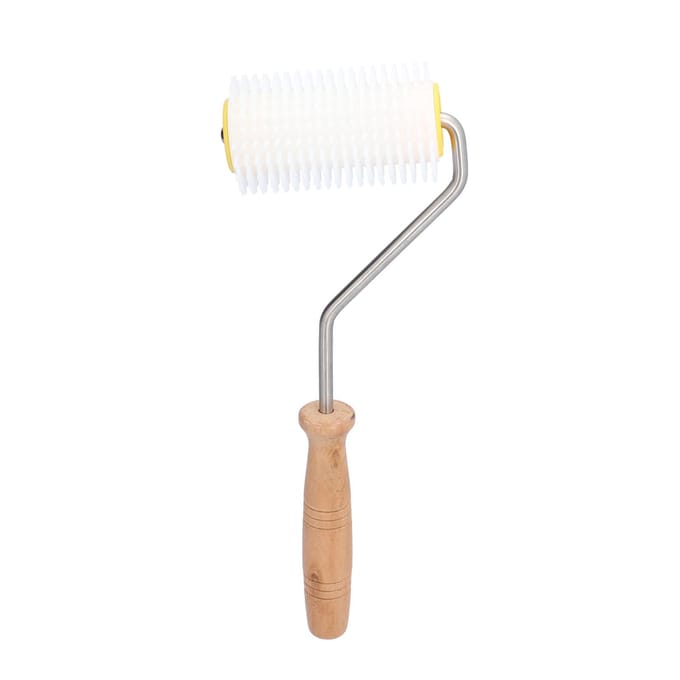 Plastic Honing Ontzegelroller met Houten Handvat Bijenkorf Extractieroller Imkergereedschap white