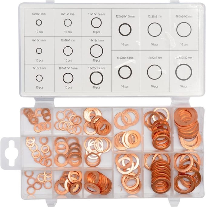 Yato - Set van Koperen Ringen - 150 Stuks - Verschillende Maten