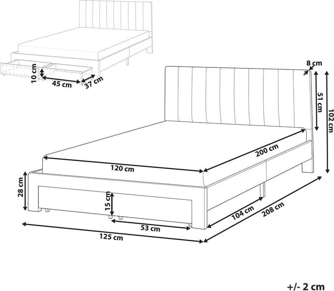 LONZAC - Bed met opbergruimte - Taupe - 120 x 200 cm - Fluweel