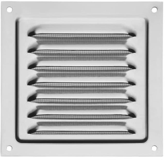 Aluminium ventilatierooster 125 x 125 mm met insectengaas voor effectieve ventilatie