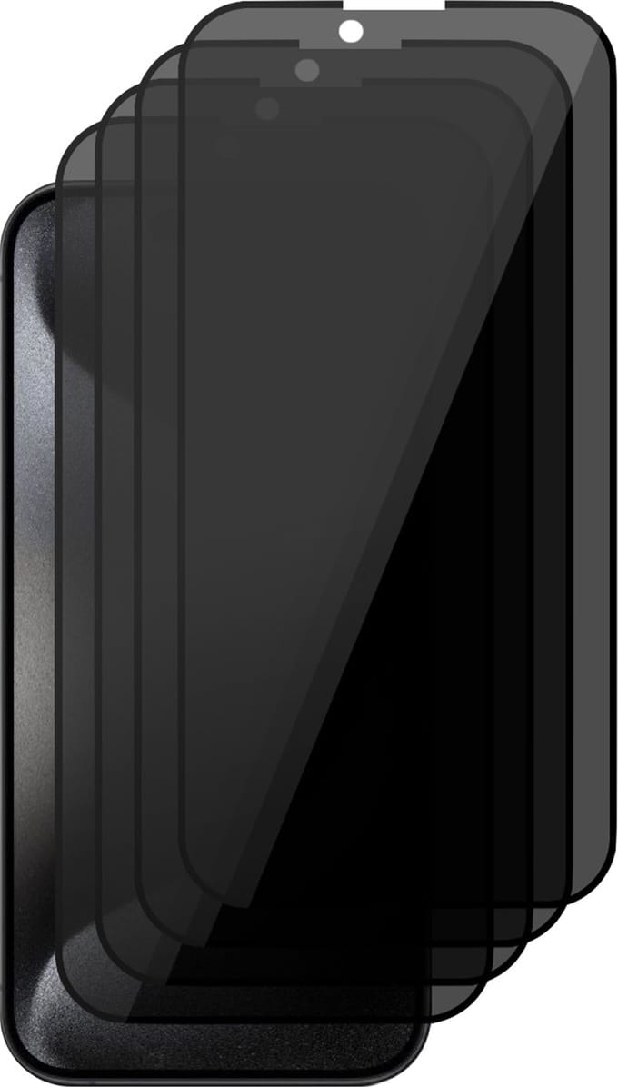 Privacy Screenprotector geschikt voor iPhone 15 Pro - 4x Glas Screen Protector FullGuard