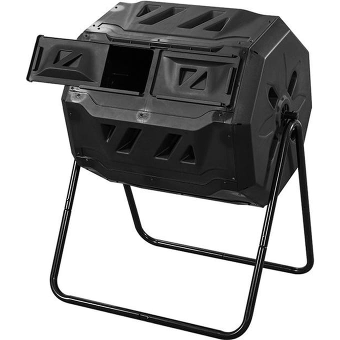 Bac à compost rotatif noir de 42 gallons pour jardin extérieur black
