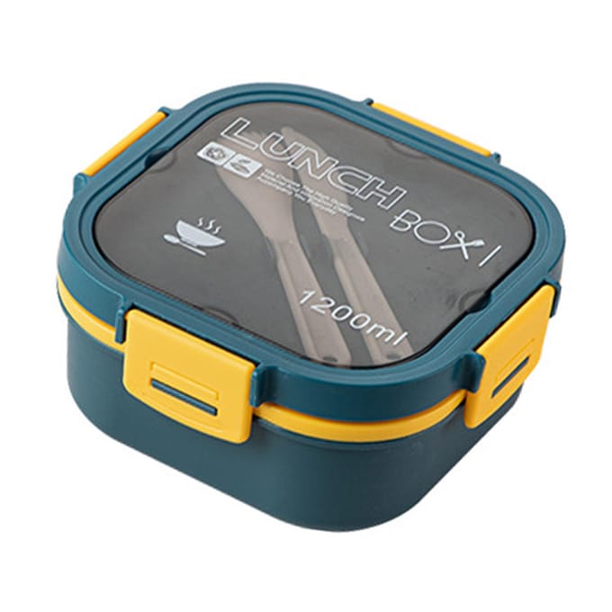 2 Laags Plastic Salade Lunchbox Magnetronbestendig Salade Lunchcontainer Draagbaar Fruit Vetverminderend 1200ML blauw