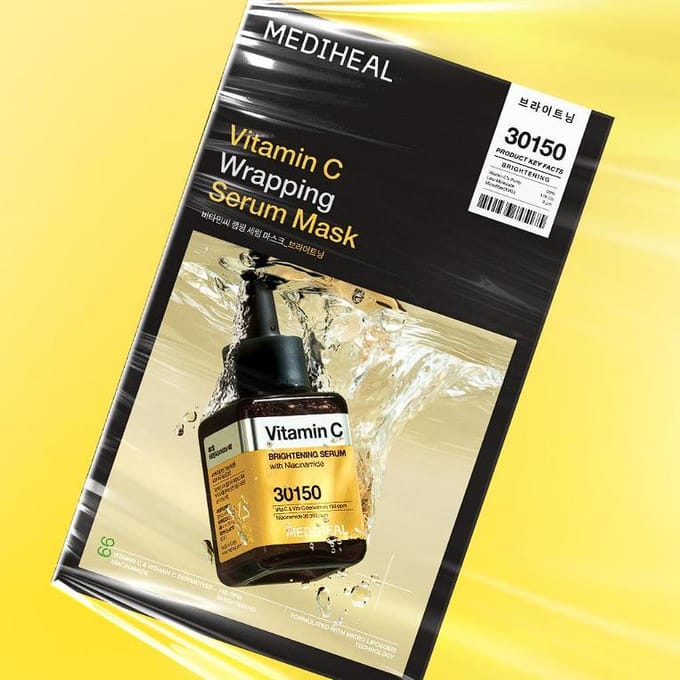 [MEDIHEAL] Vitamin C Wrapping Serum Mask Brightening 25ml*10EA black
