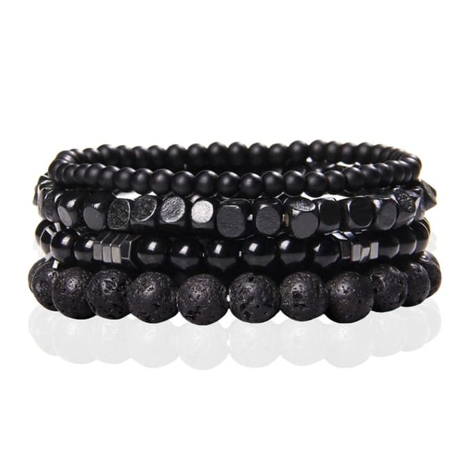 Memphis Stacked Armband - Hout & Agaat Zwart