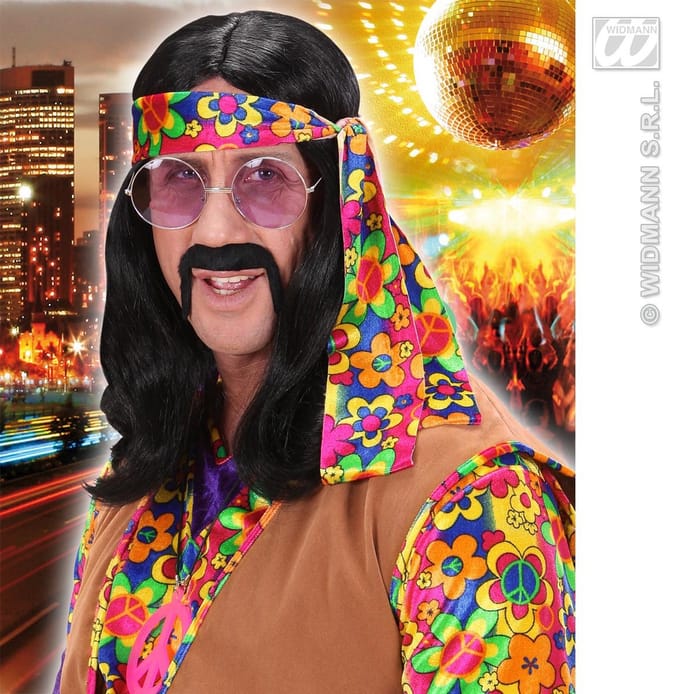 Hippie pruik John Lennon zwart