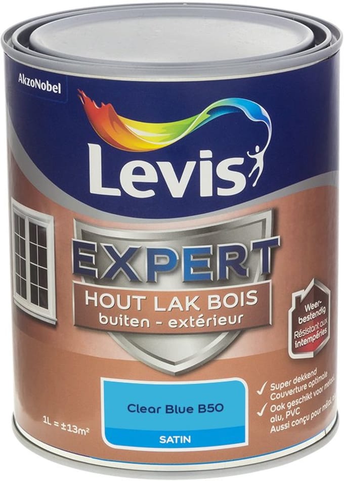 Levis - Expert Hout Lak Buiten Satin Mix - Clear Blue B50 - Mengverf - 1 L
