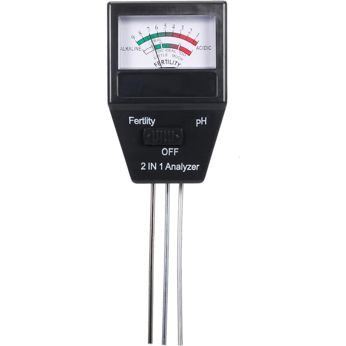 Testeur de pH du sol 2 en 1, testeur de fertilité, testeur de pH pour jardin, ferme, pelouse, intérieur et extérieur noir