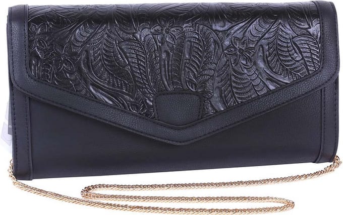 Zwarte clutch met bloemenprint