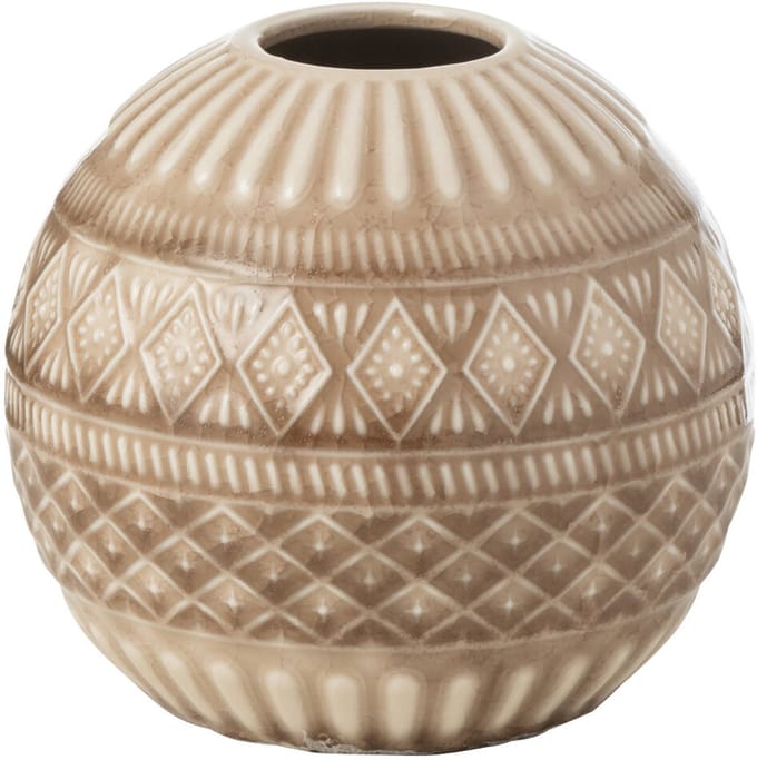 J-Line Vaas Ball Etnisch Porselein Beige S