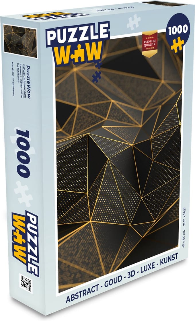 Puzzel Abstract - Goud - 3D - Luxe - Kunst - Legpuzzel - Puzzel 1000 stukjes volwassenen