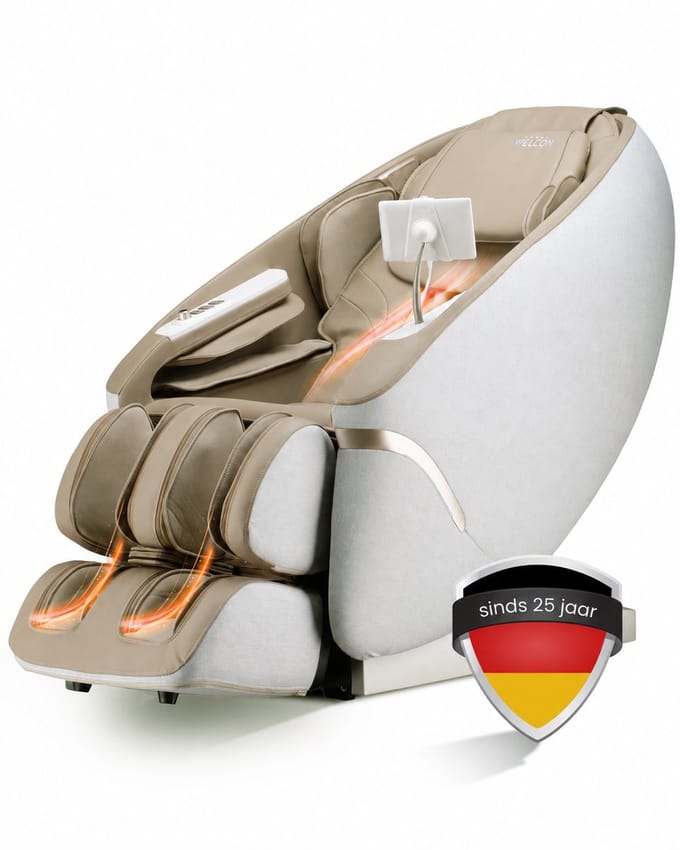 WELCON Maxxcare massagestoel - beige/bruin - 4D bodyscan - Zero Gravity