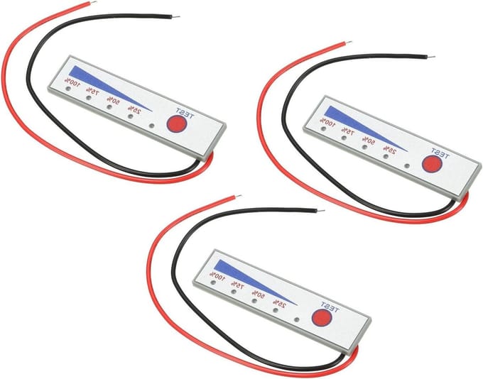 Batterij Indicator Module - Spanningsmeter Batterijtester - Accu Bewaken - Dubbele Weergave Modes - 3 stuks - Wit