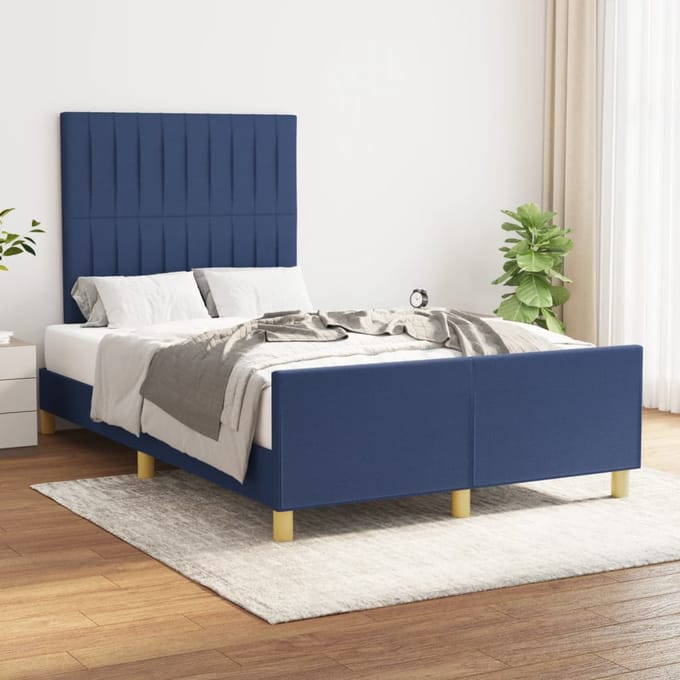 vidaXL - Bedframe - zonder - matras - 120x190 - cm - stof - blauw