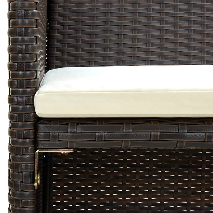 vidaXL - Tuinbank - 2-zits - met - kussens - poly - rattan - bruin