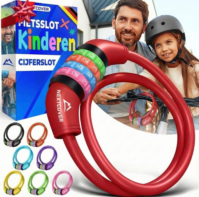 Veilig Cijferslot met 4-Cijferige Code voor Fiets, Step en Loopfiets - Extra Dikke Staalkabel