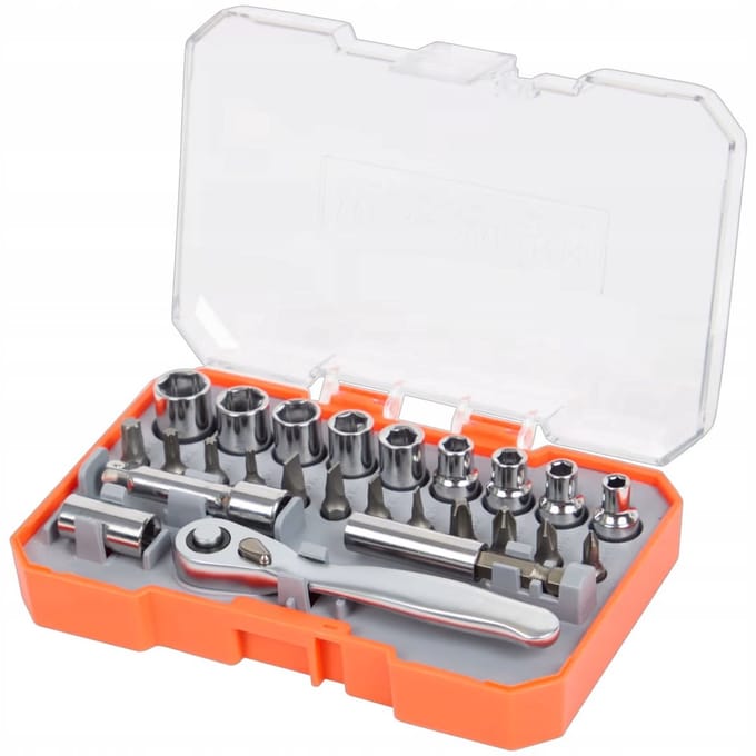 Werckmann 25-delige Dop- en Bitset met Ratel in Organizer