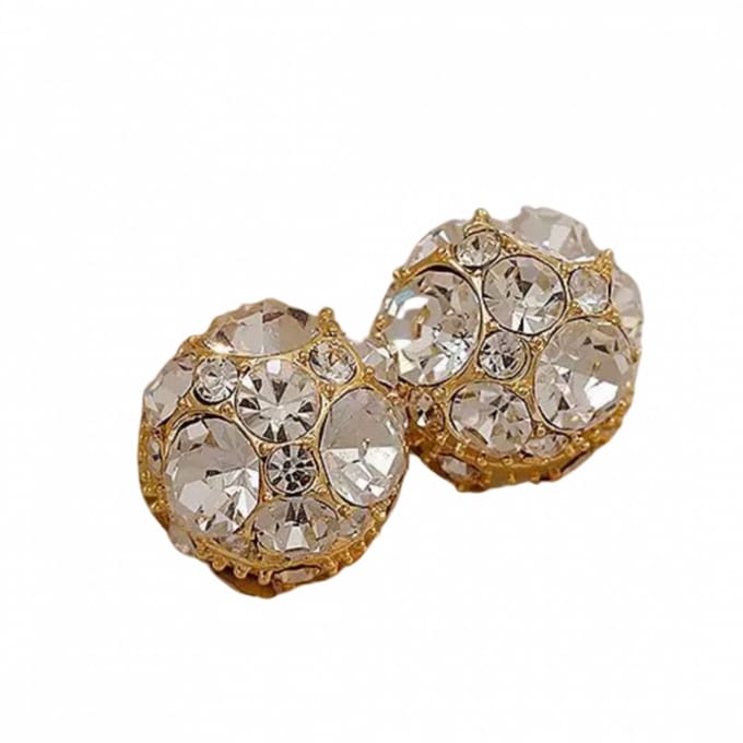 Magneet oorbellen De luxe Goudkleurig Strass 10 mm