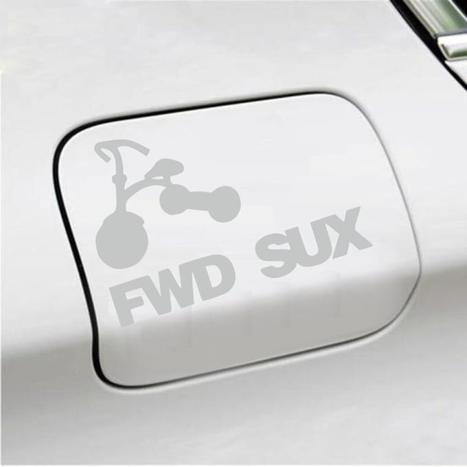 Bumpersticker - FWD SUX - 12,2 X 18 - Licht Grijs