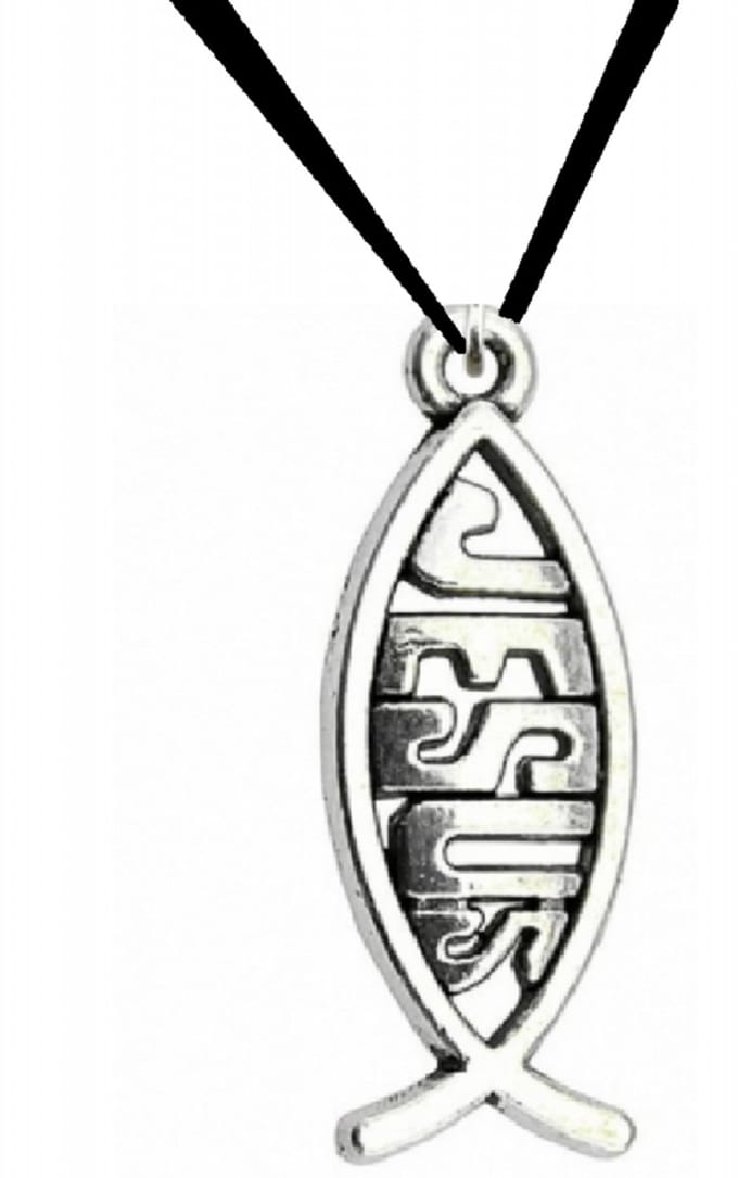 Ketting-Jesus -zwart koord-Charme Bijoux