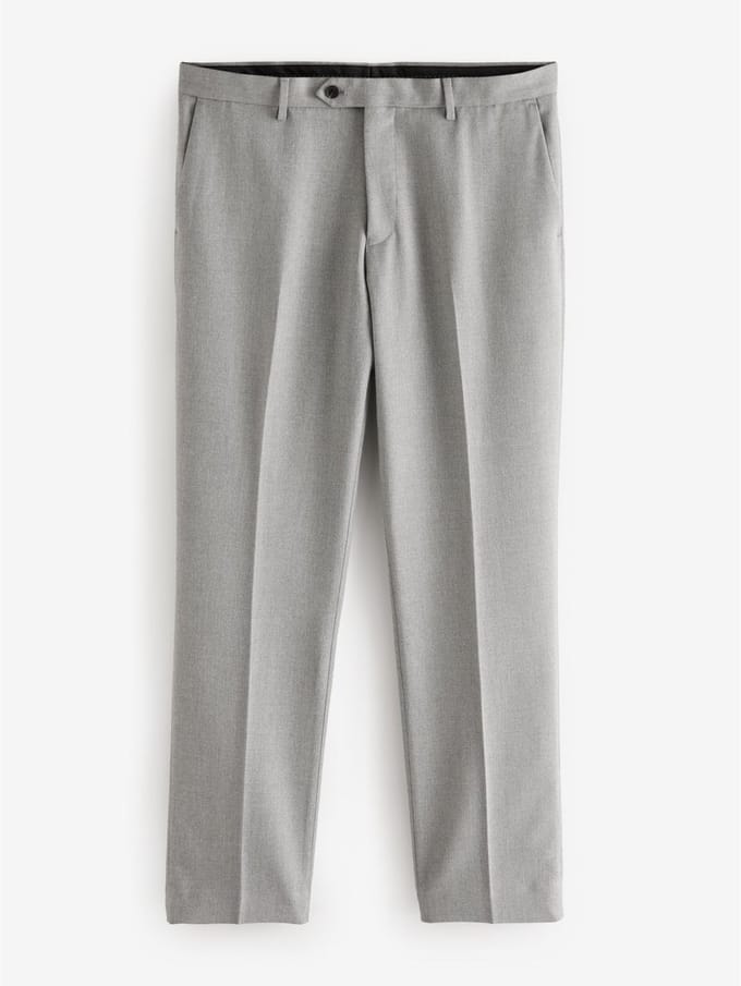 Next - Heren - Normale Pasvorm - Kostuum met textuur: broek - Grijs