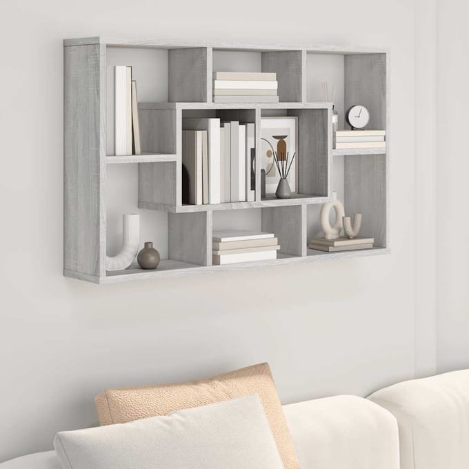 vidaXL - Wandschap - 85x16x52,5 - cm - bewerkt - hout - grijs - sonoma - eikenkleur