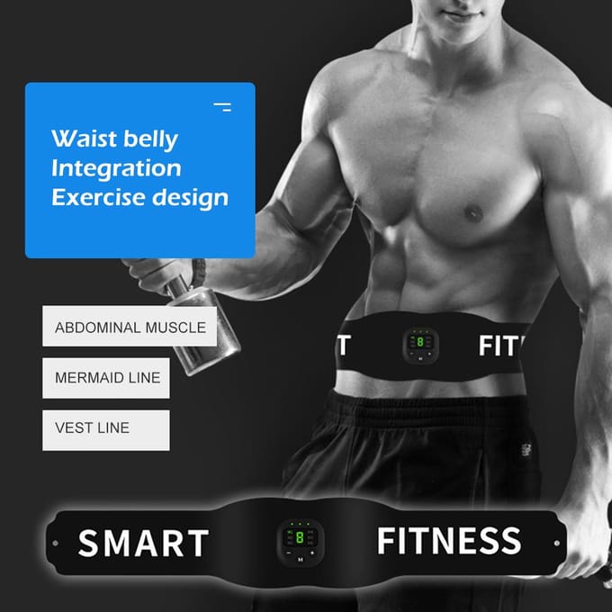 6 Modi Buik Taille Trimmer Buikspier Stimulator Riem Platte en Buik Workout Verstevigende Massager zwart