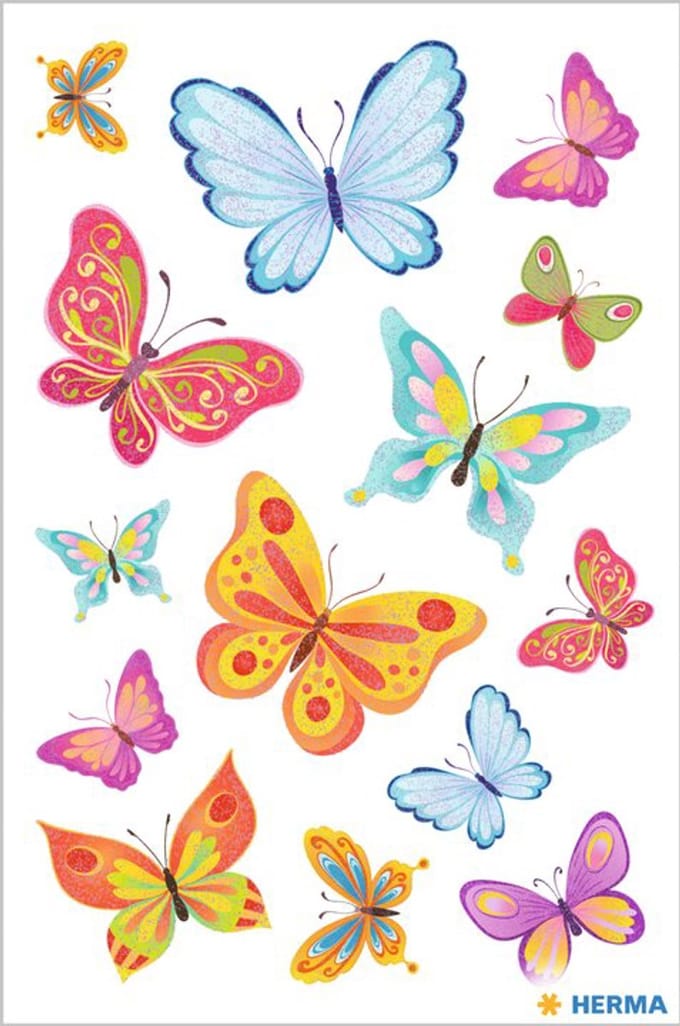 Stickervellen met vlindermotief