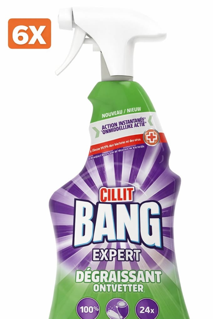 6 x Cillit Bang Power Cleaner Schoonmaakspray Universal Ontvetter 750 ml
