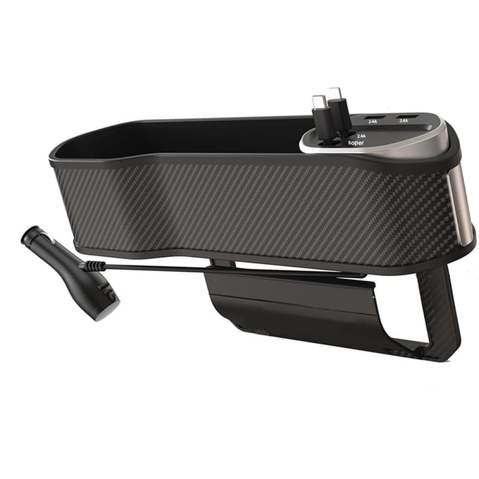 Autolader Stoel Organizer 3 in 1 Grote Capaciteit ABS Materiaal Duurzaam Draagbaar Stoelnaad gray